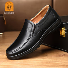 LAORENTOU Men's Leather Oxfords Comfortable Slip On Shoes