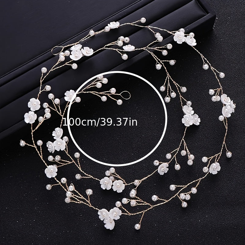Faux Pearl & Flower Bridal Hair Vine