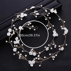 Faux Pearl & Flower Bridal Hair Vine