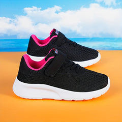 Girls' Hook and Loop Running Shoes with Non Slip Sole