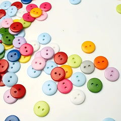 100pcs 2 Holes Round 9mm Quilted Craft Plastic Buttons Random