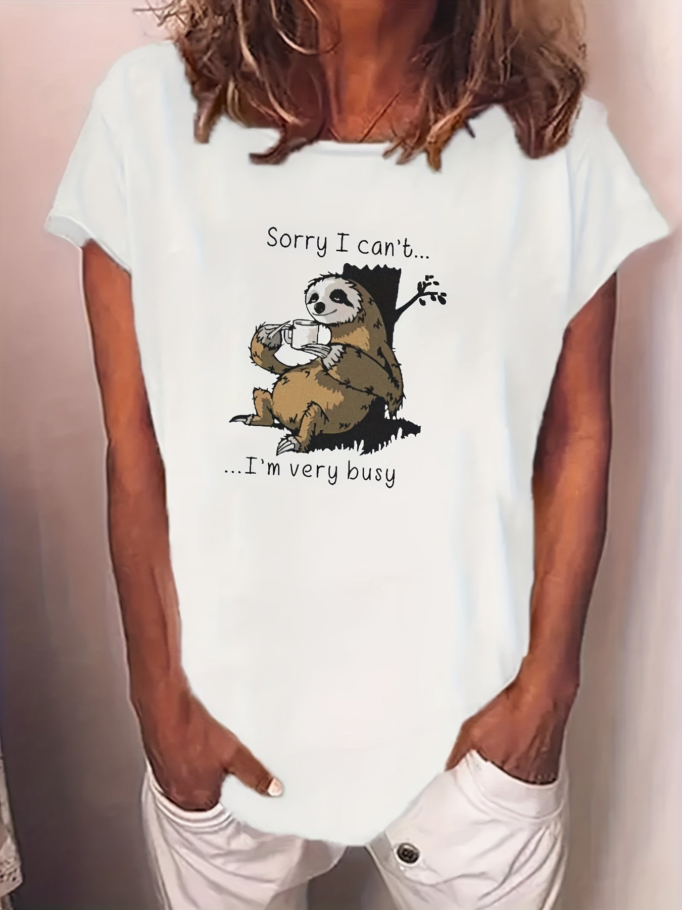 Animal Print T Shirt Short Sleeve Funny Slogan Graphic Sports Tees Women's Tops
