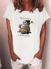 Animal Print T Shirt Short Sleeve Funny Slogan Graphic Sports Tees Women's Tops
