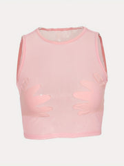 Y2K Sheer Tank Top Sexy Crew Neck Sleeveless Summer Tank Top Women's Clothing