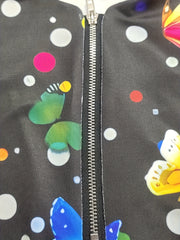 Butterfly Print Zip Up Tennis Dress With Pockets