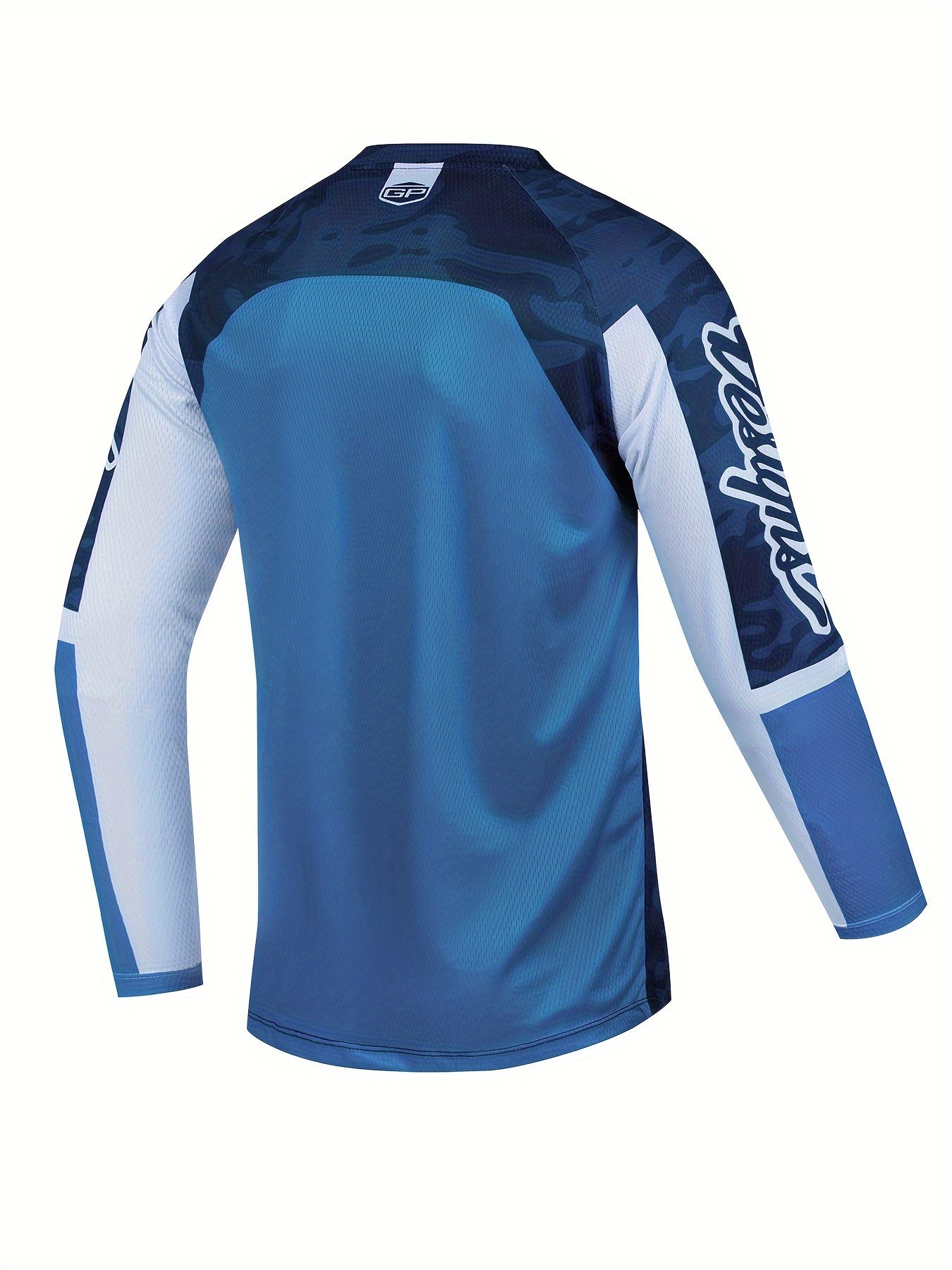 Camouflage Men's Cycling Jersey Long Sleeve V Neck Top