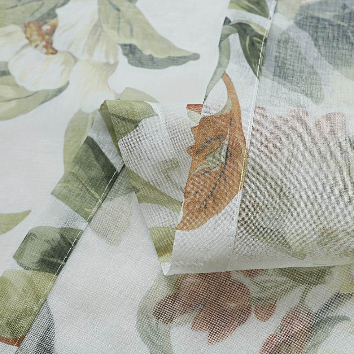 American Pastoral Floral Printed Curtains Soft Cotton and Linen Window Yarn