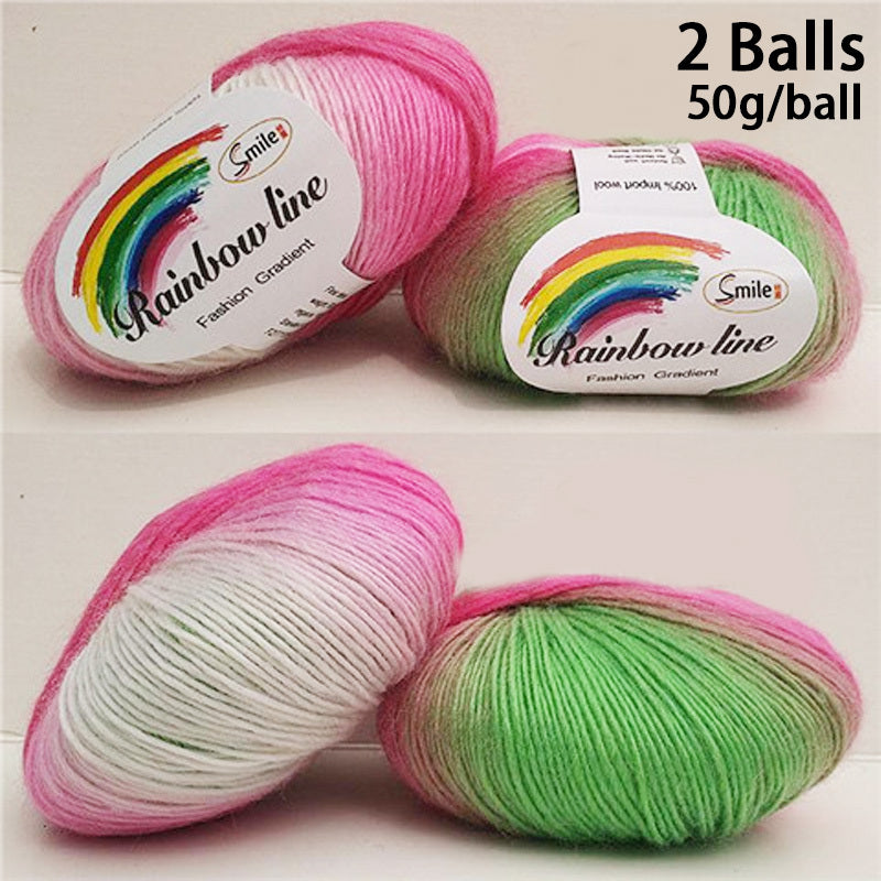 2pcs Wool Rainbow Thread for DIY Knitting & Crocheting