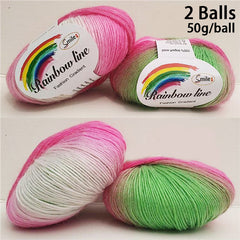 2pcs Wool Rainbow Thread for DIY Knitting & Crocheting