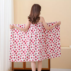 Strawberry Pattern Bath Wrap Towel for Women