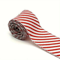 4.57m Christmas Wired Edge Ribbons Red/Stripes Ribbon Candy Cane DIY Craft