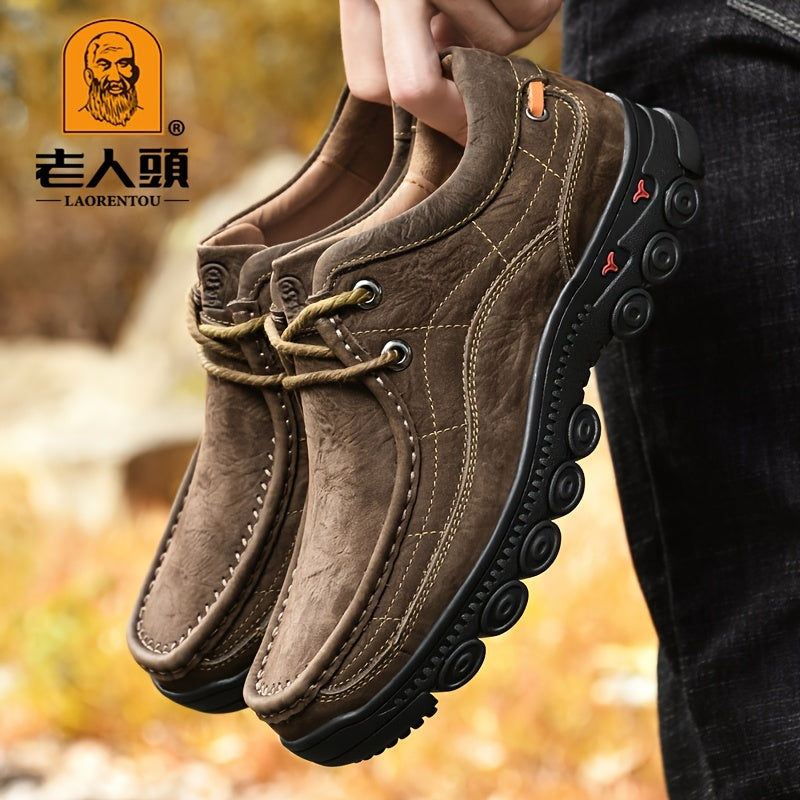 LAORENTOU Men's Leather Ankle Boots Walking Sneakers