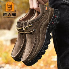 LAORENTOU Men's Leather Ankle Boots Walking Sneakers