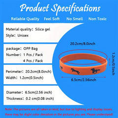 4Pcs Horse Pattern Silicone Bracelet, Random Design