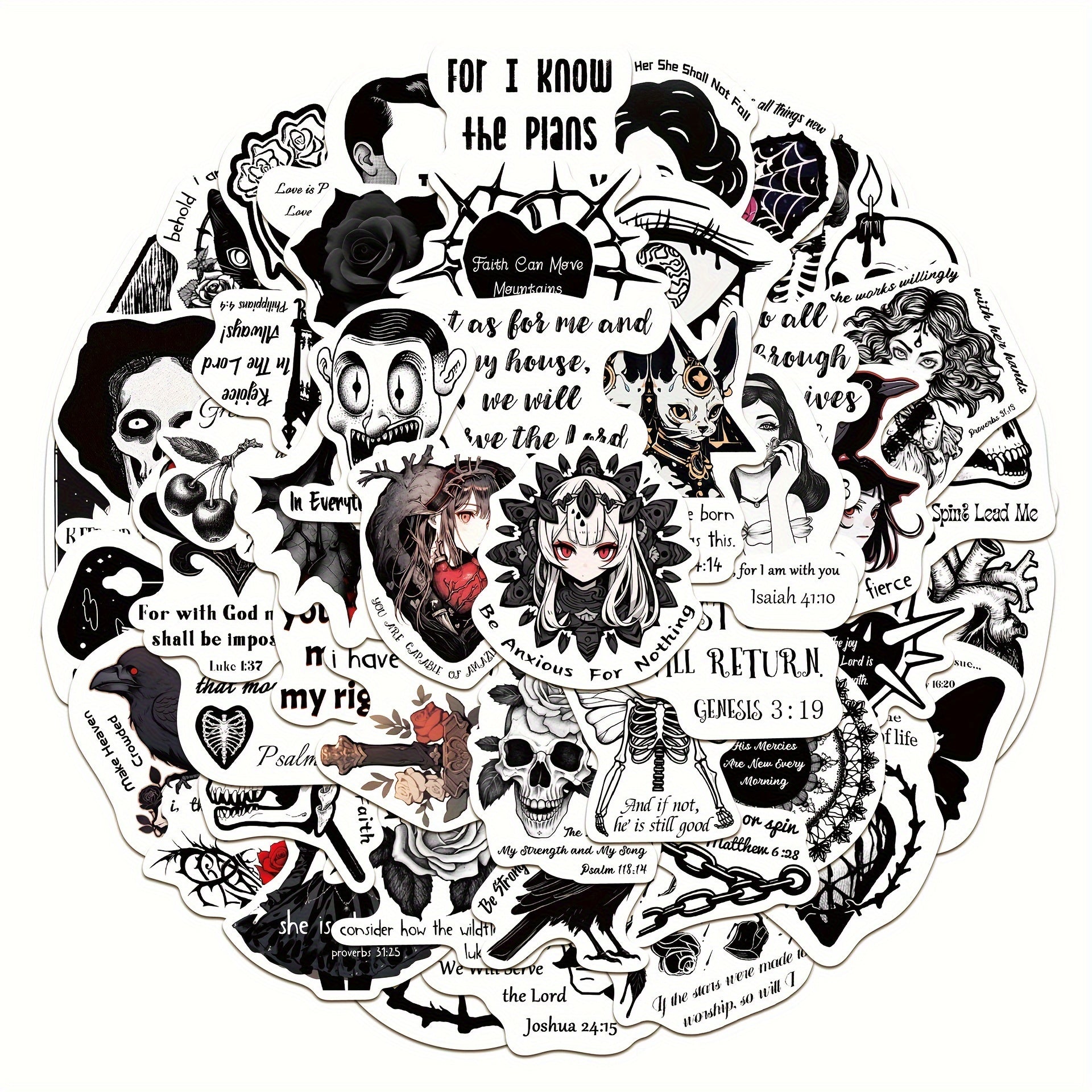 50pcs Gothic Stickers for Laptops Notebooks DIY Projects