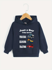 Trucks Excavators Tractors Boys Hooded Sweatshirt Spring Fall Kids Clothing