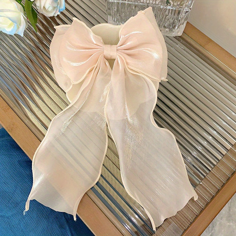 Mesh Bow Streamer Hair Clips for Girls