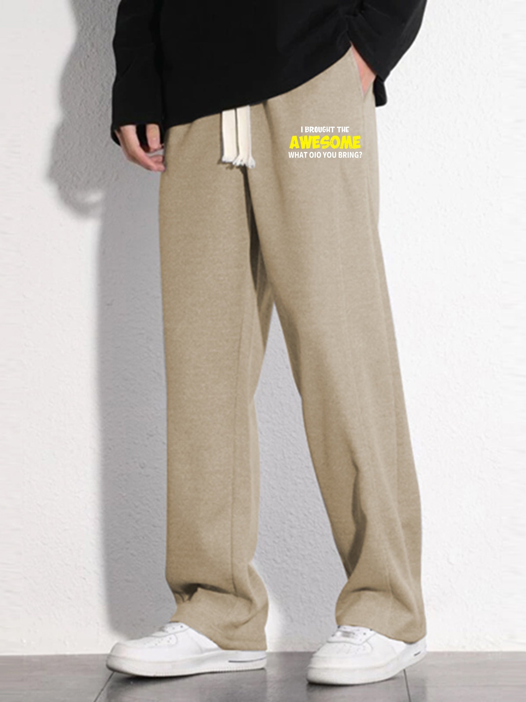 Letter Print Mopping Pants Men's Casual Joggers For All Seasons