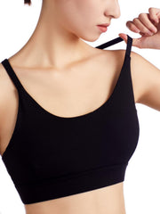 Women's Solid Shockproof Racer Back Yoga Sports Bra
