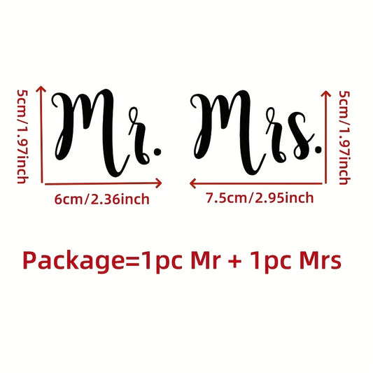 Mr & Mrs Wine Glass Decorations with Vinyl Stickers