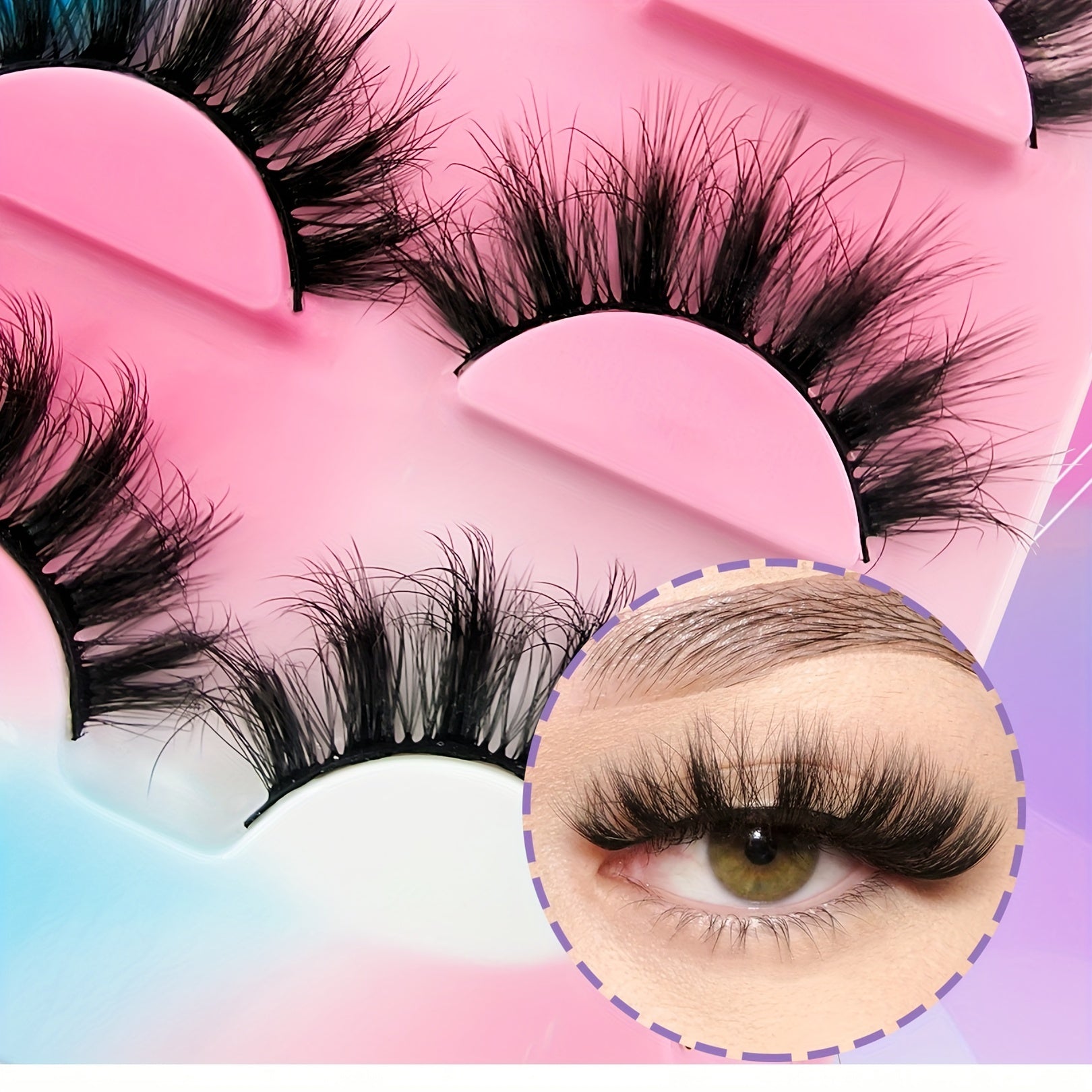 3 Pairs Thick Cluster Fluffy False Eyelashes D Curl