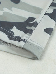 Camouflage Print Crew Neck T shirts With American Flag T shirts