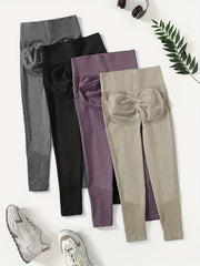Solid High Waist Yoga Leggings Stretch Workout Pants