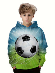 3D Print Football Boy's Casual Hoodie Long Sleeve Hooded Sweatshirt