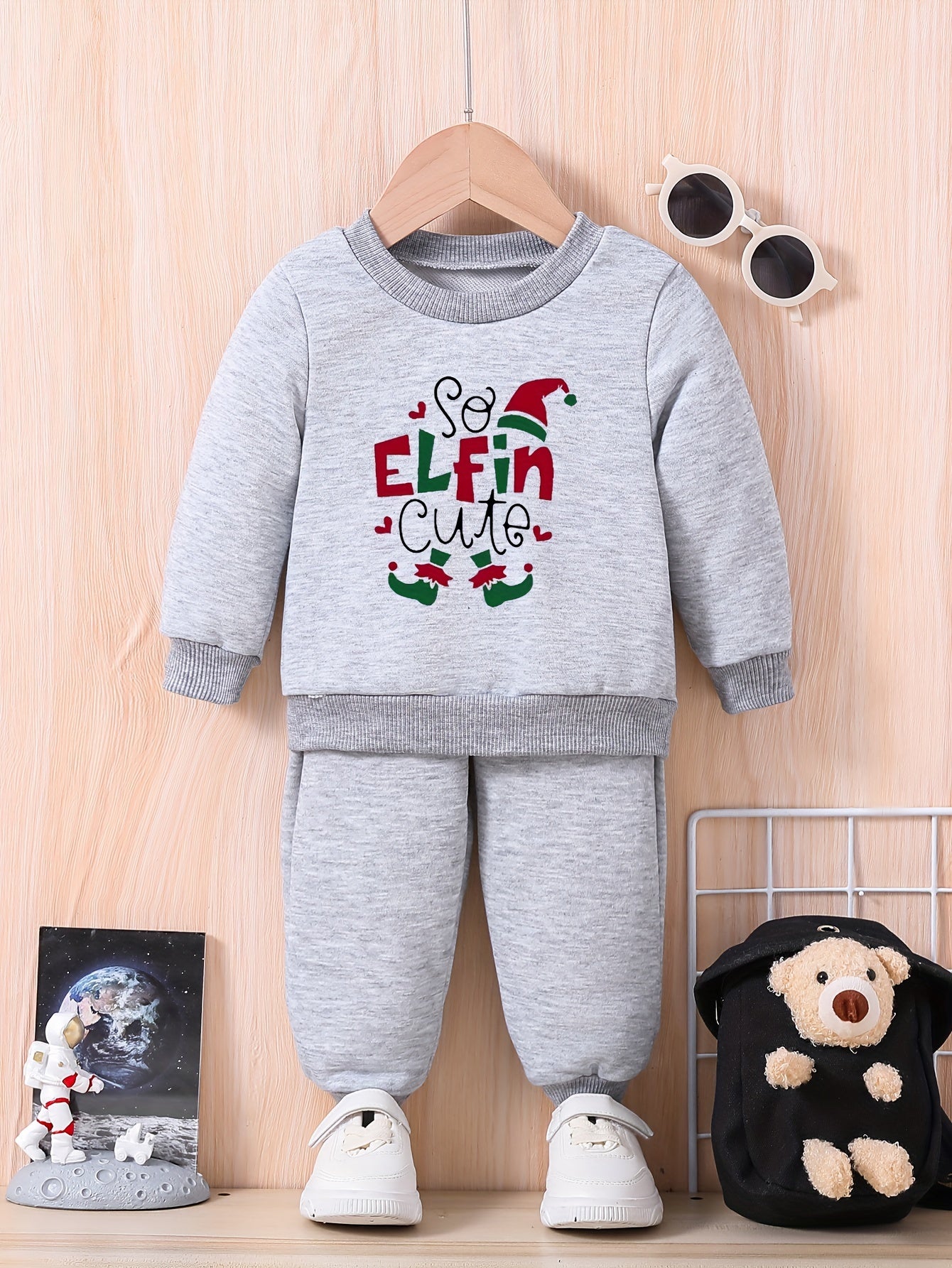 Baby Cartoon Elfin Letter Print Outfit Set