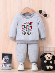 Baby Cartoon Elfin Letter Print Outfit Set