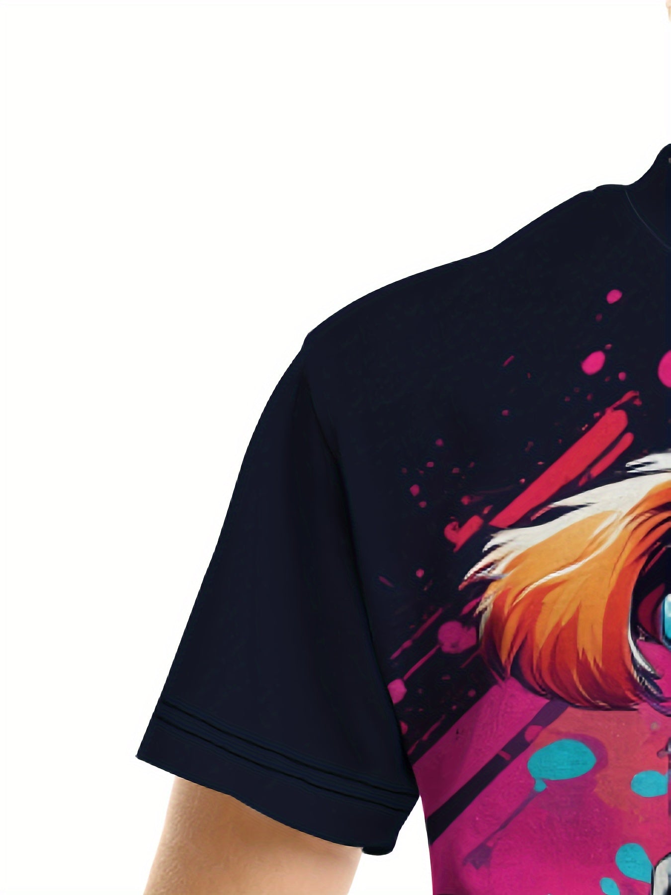 Cartoon Dog Print Boy's Casual Tees Short Sleeve Crew Neck T shirt