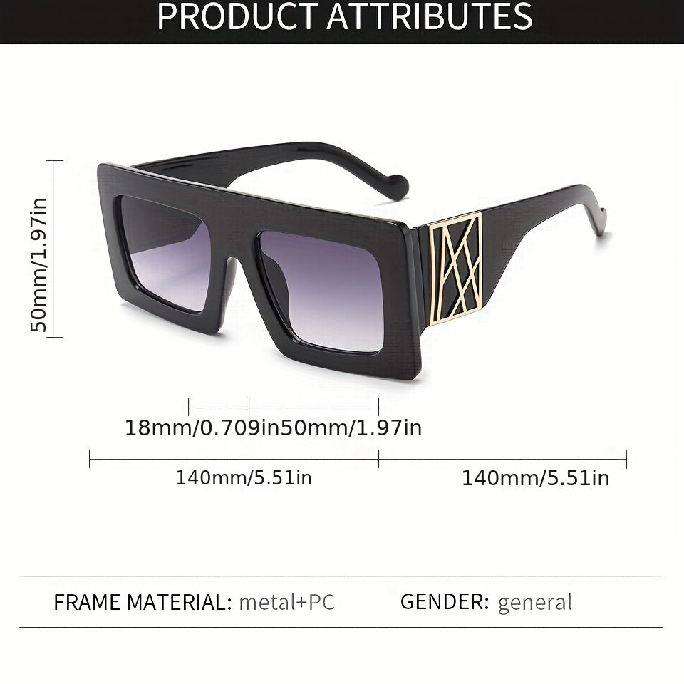 Vintage Square Sunglasses Women Tortoise Large Gradient UV400