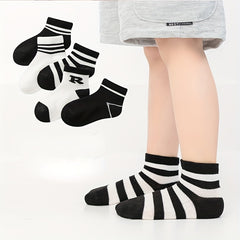5 Pairs Bear & Striped Mesh Thin Socks For Baby Boys Girls