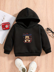 Teddy Bear Print Baby Boys Hooded Sweatshirt