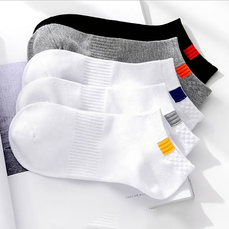 5 Pairs Cotton Mid Calf Sports Socks for Autumn and Winter