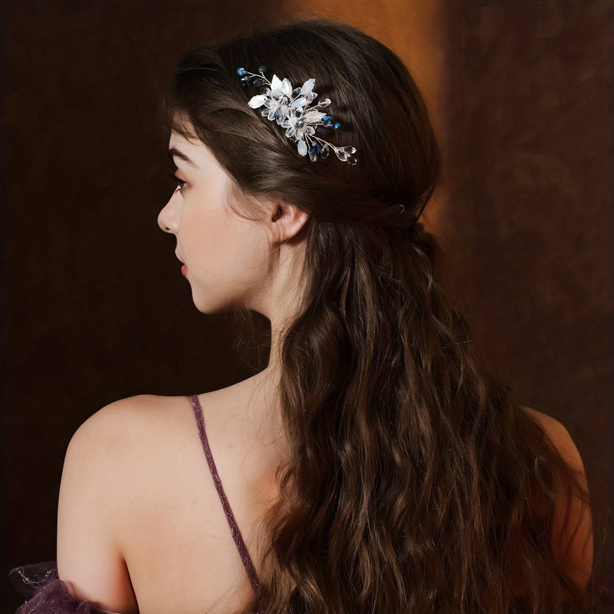 Crystal Flower Hair Comb Silvery Hairpin Party Favor Decorations