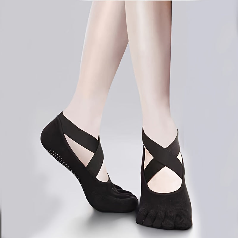 Women's Non slip Cross Strap Yoga Socks Breathable Dance Training Socks