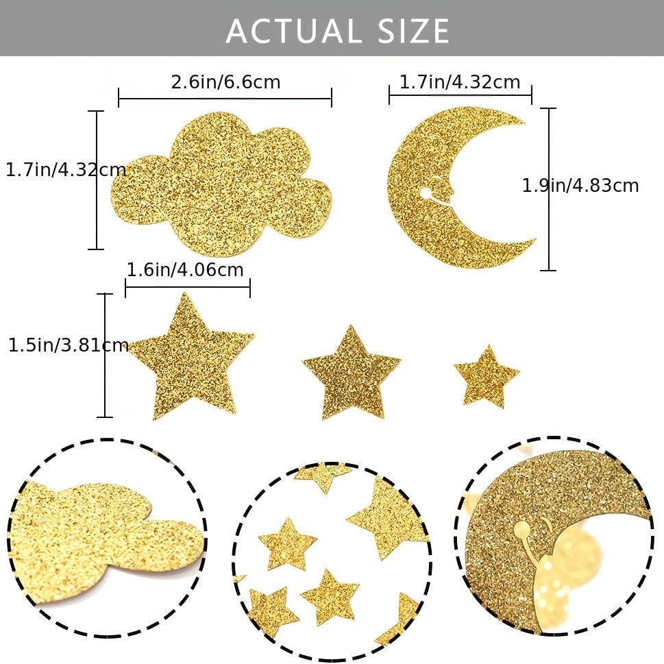 100pcs Golden Glitter Stars Moon Clouds Confetti Birthday Party Decor