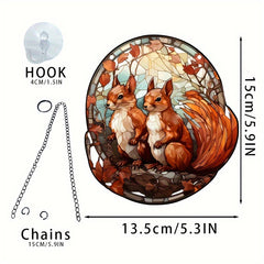 Autumn Smell Squirrel Home Window Decoration - Wall Decor