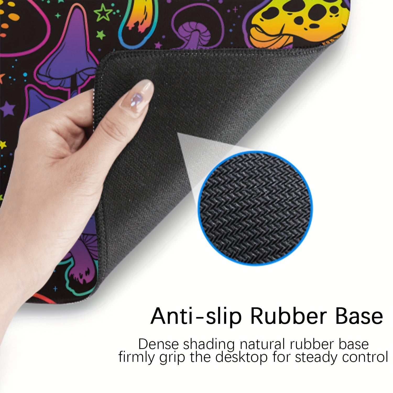 Large Mushroom Star Mouse Pad 11.8x3 Desk Pad Non Slip Rubber