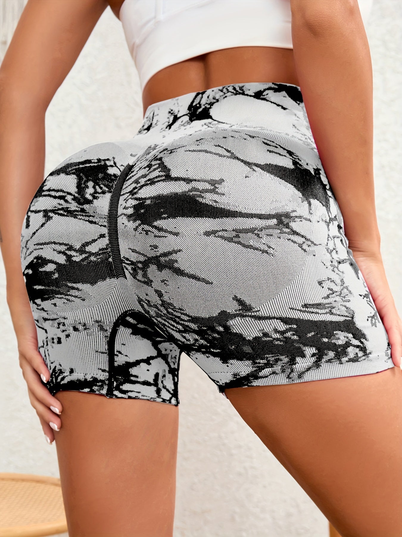 Tie Dye Seamless Yoga Shorts High Stretch Running Fitness Sports Shorts Women