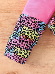 Colorful Leopard Pattern Girl's 2pcs Hoodie & Leggings Set Outfits