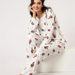 Women's Pajamas Set Long Sleeve Top & Pants Sleepwear Loungewear