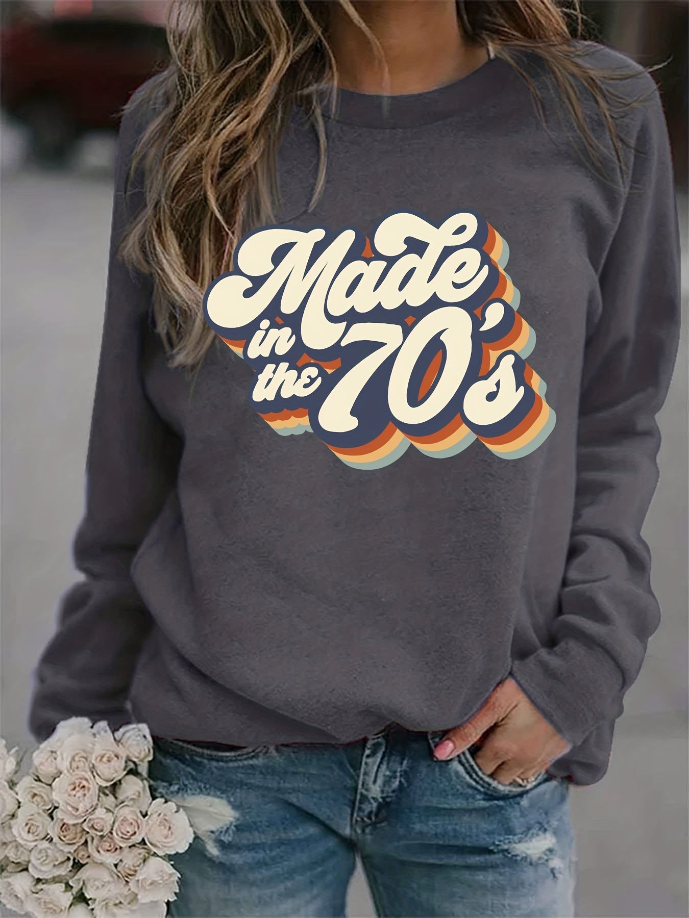 Vintage 70s Print Graphic Pullover Sweatshirt