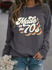 Vintage 70s Print Graphic Pullover Sweatshirt