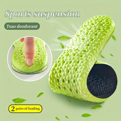 Green Sports Shock Absorption Insoles High Elastic Running Insoles