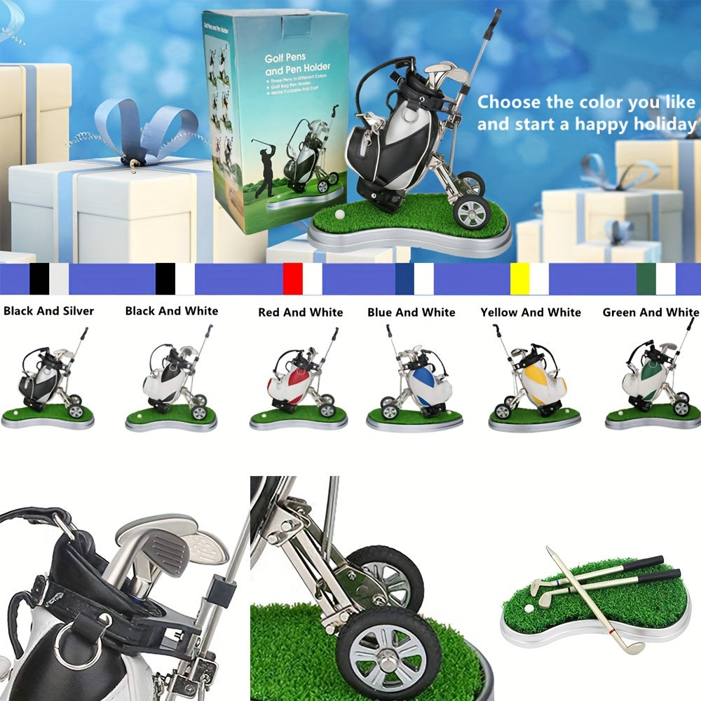 Golf Pens Set & Holder Stocking Stuffers Desk Accessories for Men