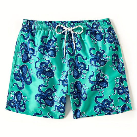 Octopus Pattern Men's Swim Trunks Quick Dry Beach Shorts Swimwear