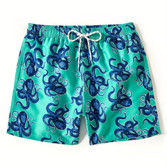 Octopus Pattern Men's Swim Trunks Quick Dry Beach Shorts Swimwear