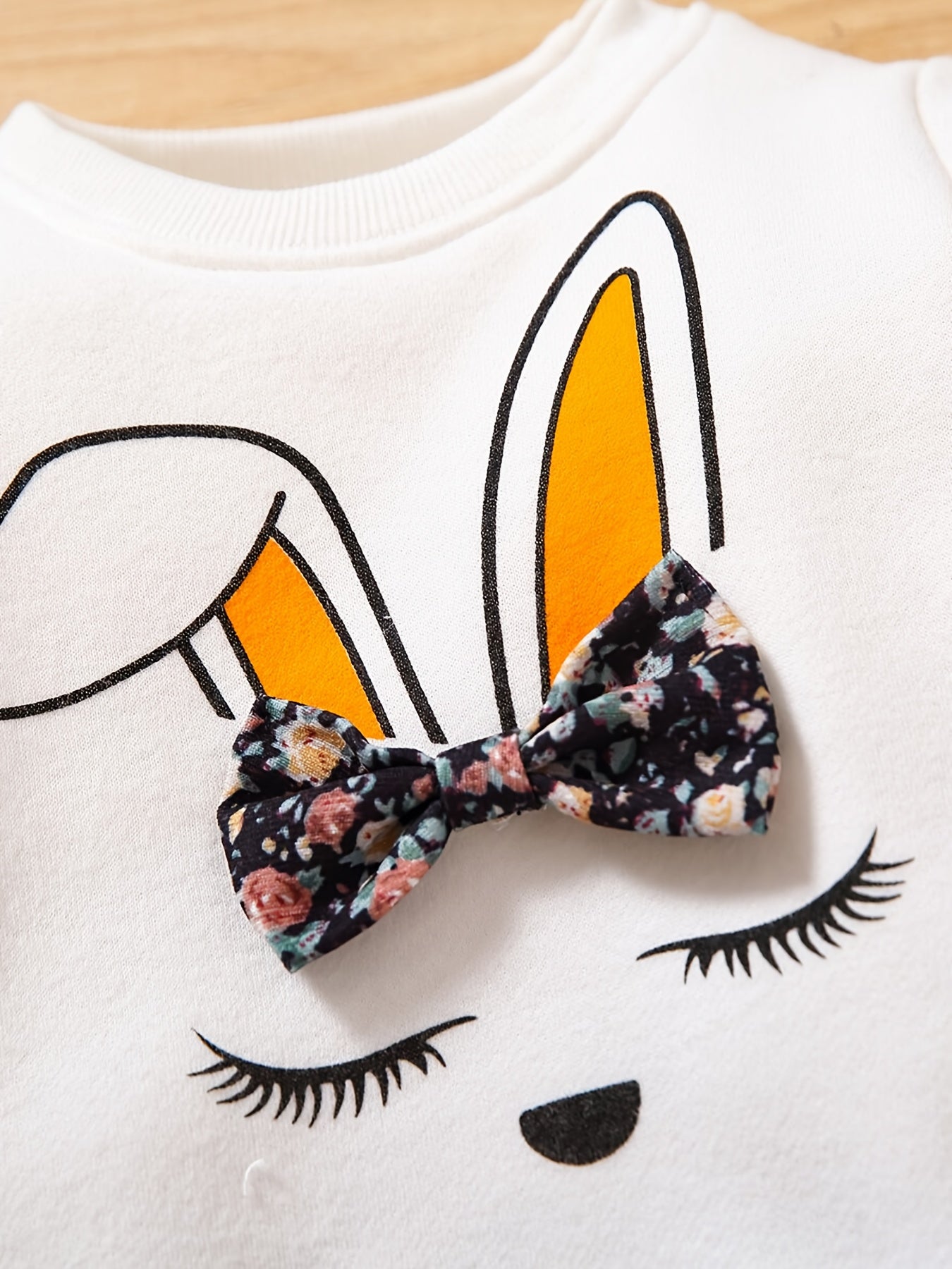 Toddler Girl Rabbit Print Pullover Sweatshirt And Floral Print Pants Set